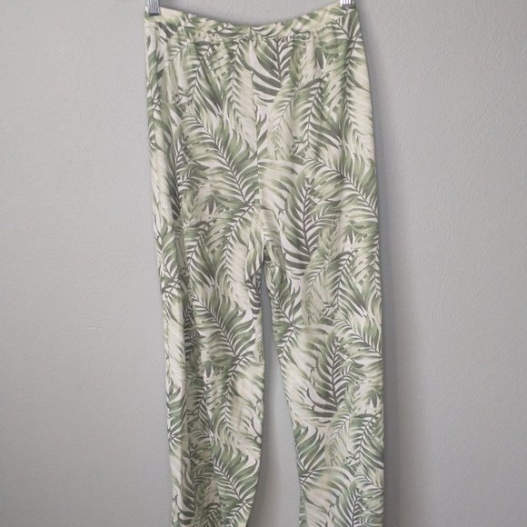 ASOS Green Tropical Palm Print Split Front Wide Leg Pants Women’s Size 6 - Picture 10 of 10